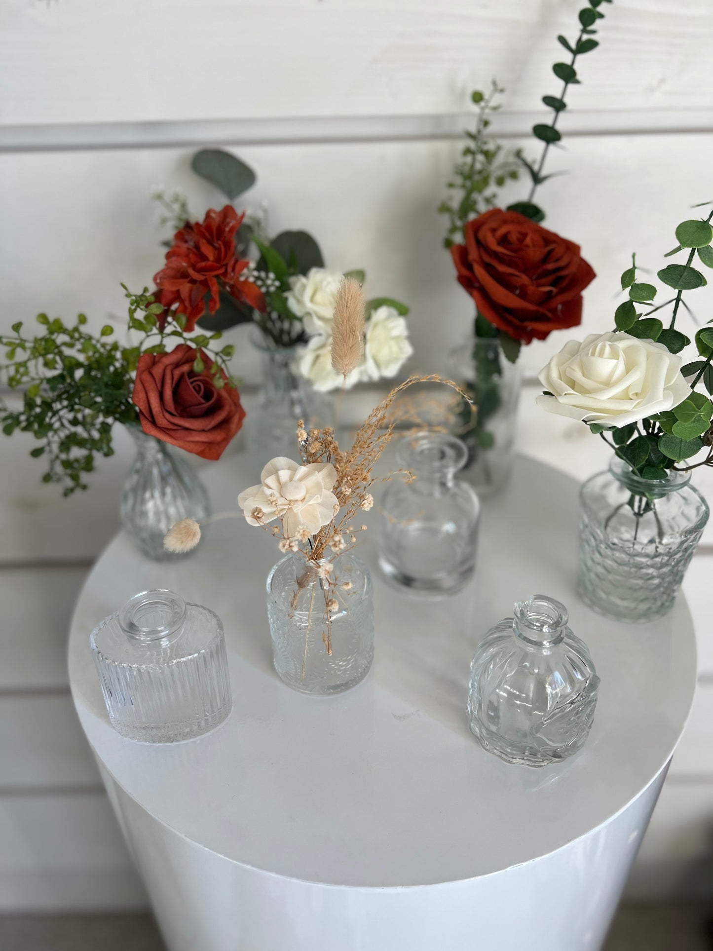 TEXTURED GLASS BUD VASES (various heights)
