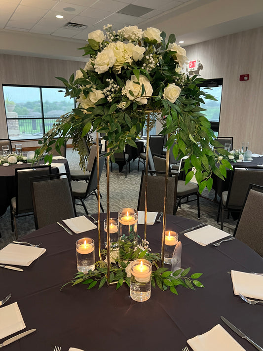 GREENERY/WHITE TALL DISPLAY CENTERPIECE FLORAL (8 available)