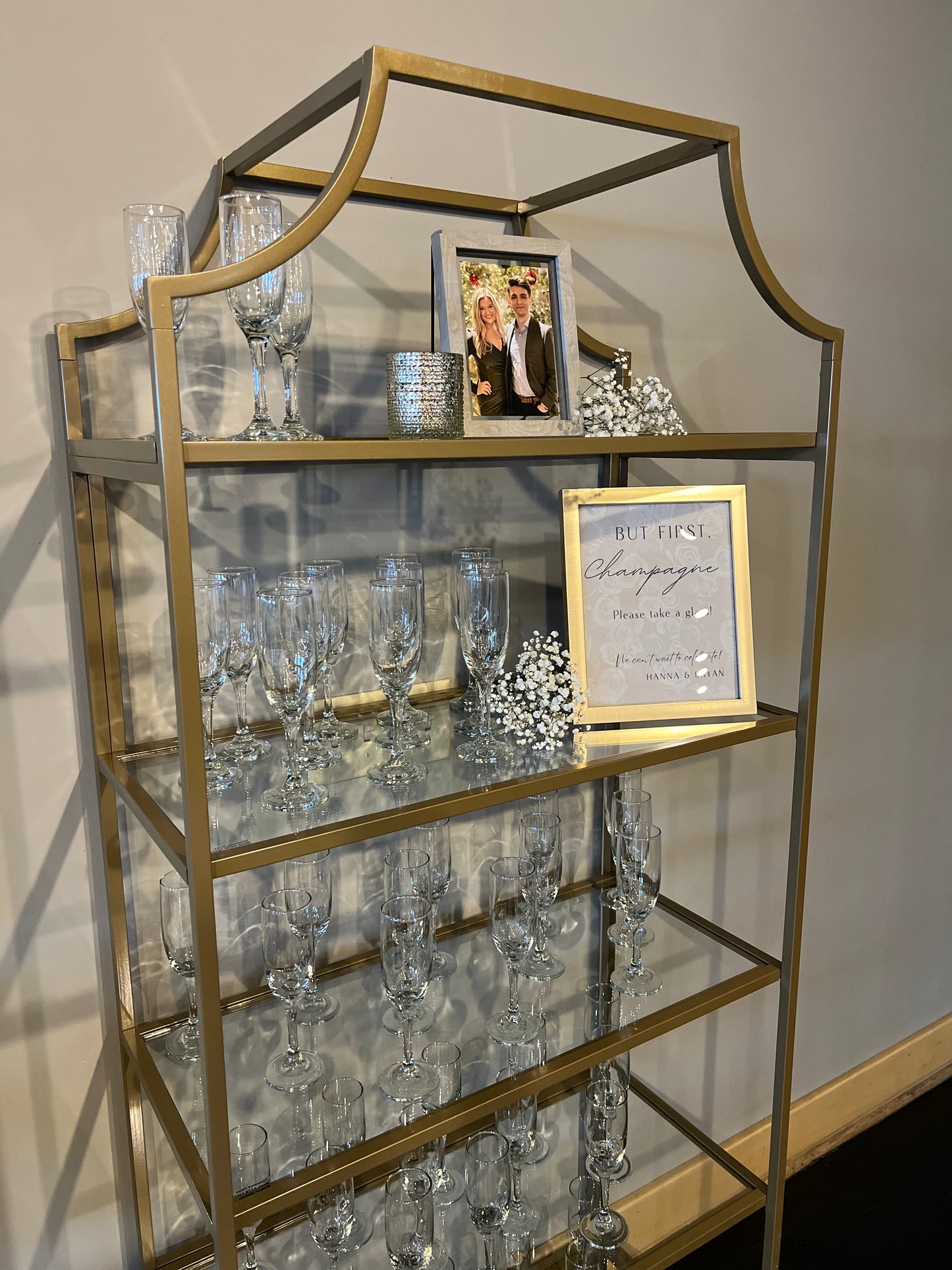 GOLD GLASS SHELVING UNIT