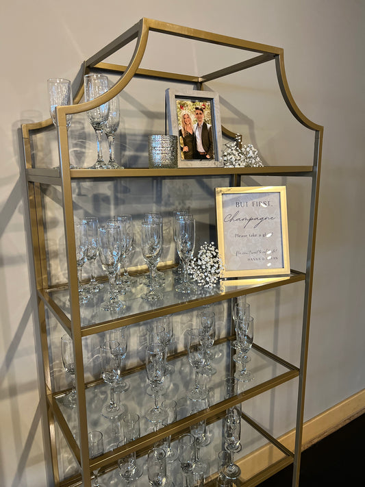 GOLD GLASS SHELVING UNIT