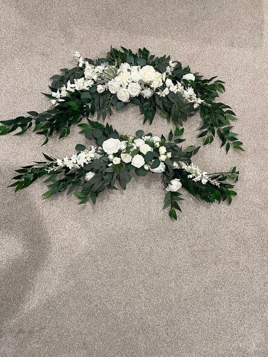 WHITE FLORAL SWAGS- approx. 3' (2 available)