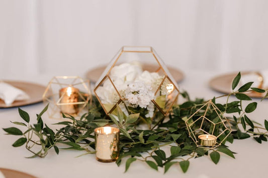 GEOMETRIC TERRARIUMS - gold hexagonal, 9"x7" (22 available)