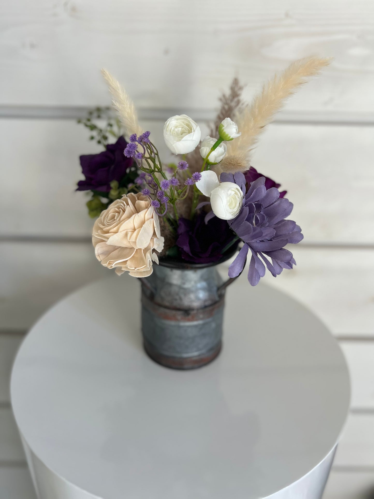 GALVANIZED STEEL DECORATIVE MILK CAN - 6"X4.75" (24 available)