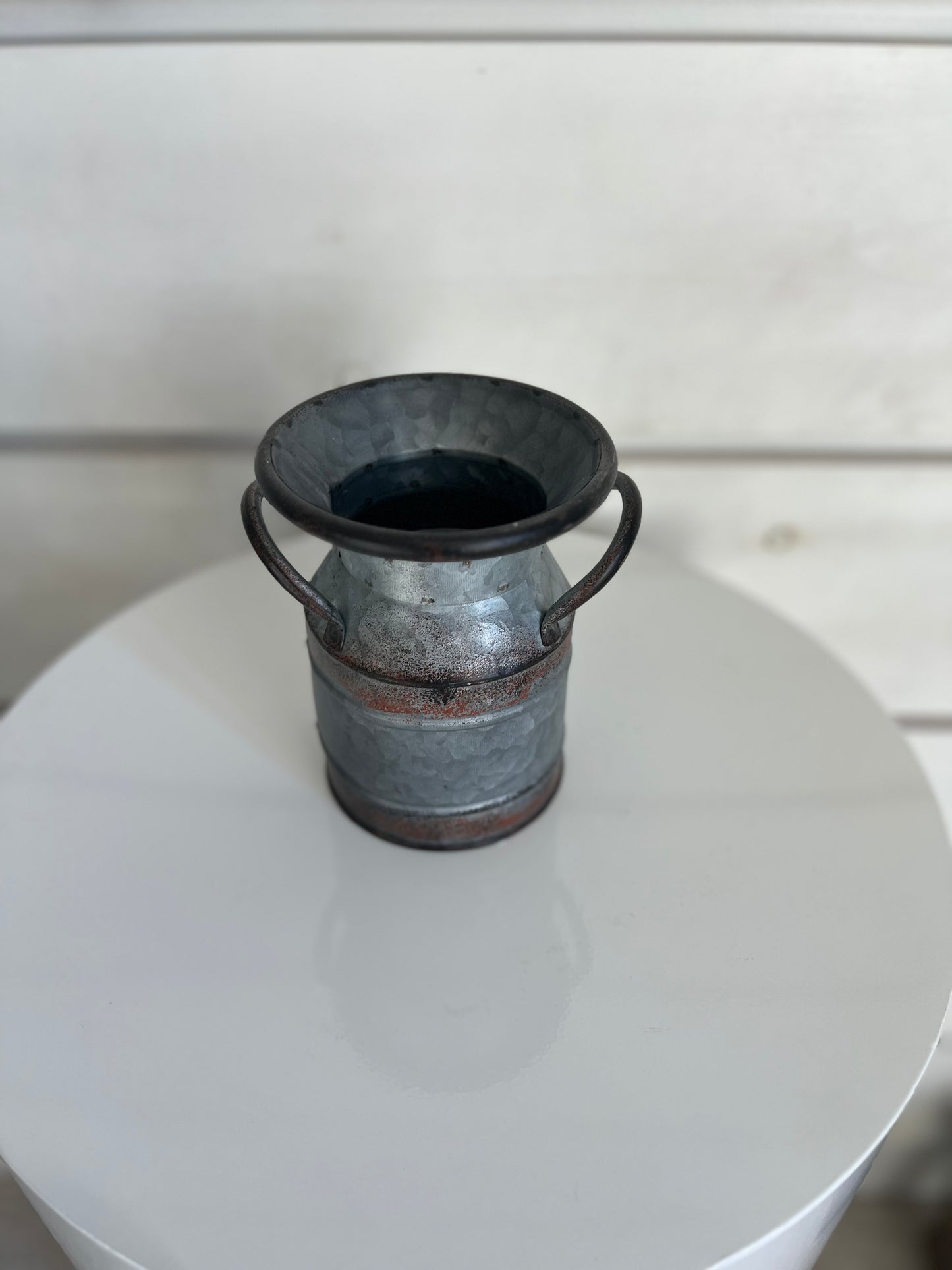 GALVANIZED STEEL DECORATIVE MILK CAN - 6"X4.75" (24 available)