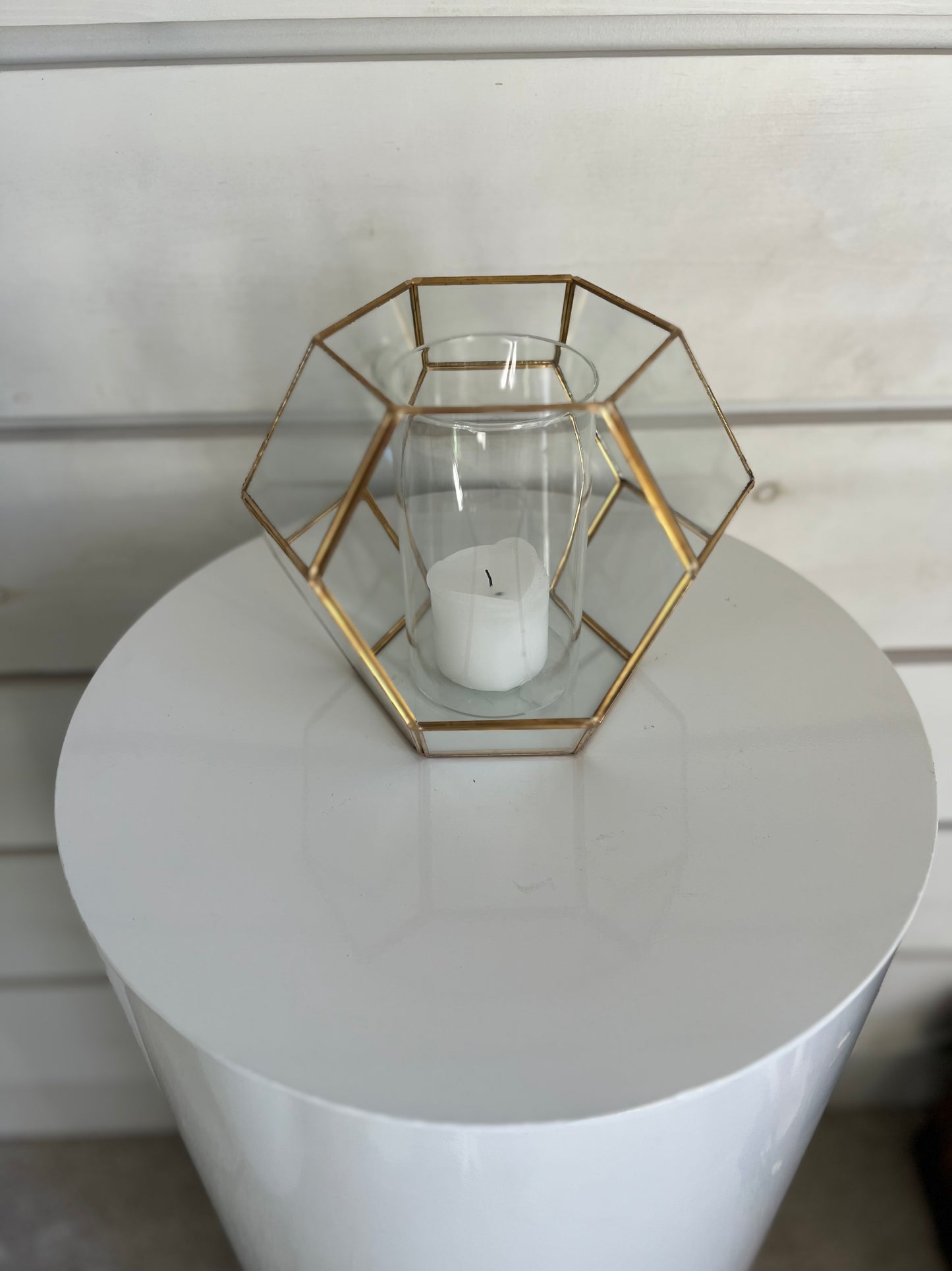 GEOMETRIC TERRARIUMS - gold hexagonal, 9"x7" (22 available)