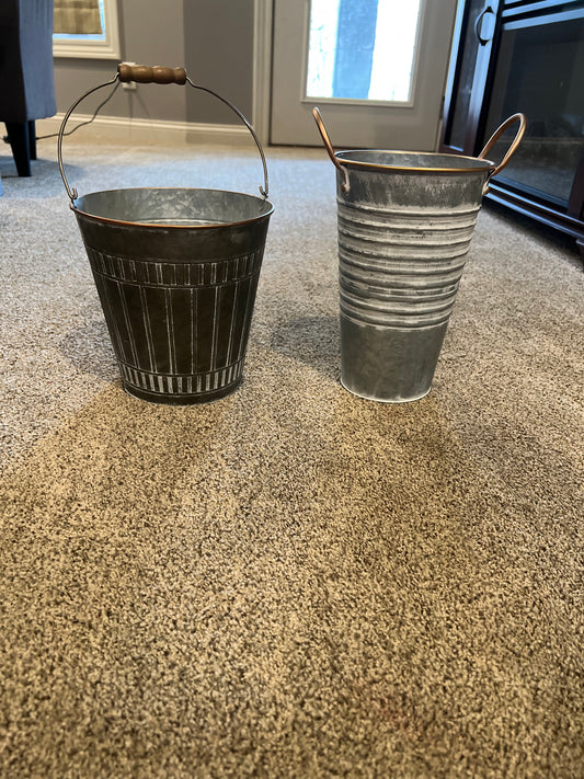 GALVANIZED SPARKLER BUCKET SET (Holding & Spent w/sand) (2 sets available)