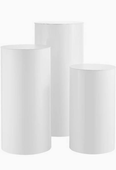ELEGANT WHITE METAL ROUND PEDESTALS