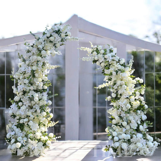 WHITE FLORAL PILLARS (7' & 6')